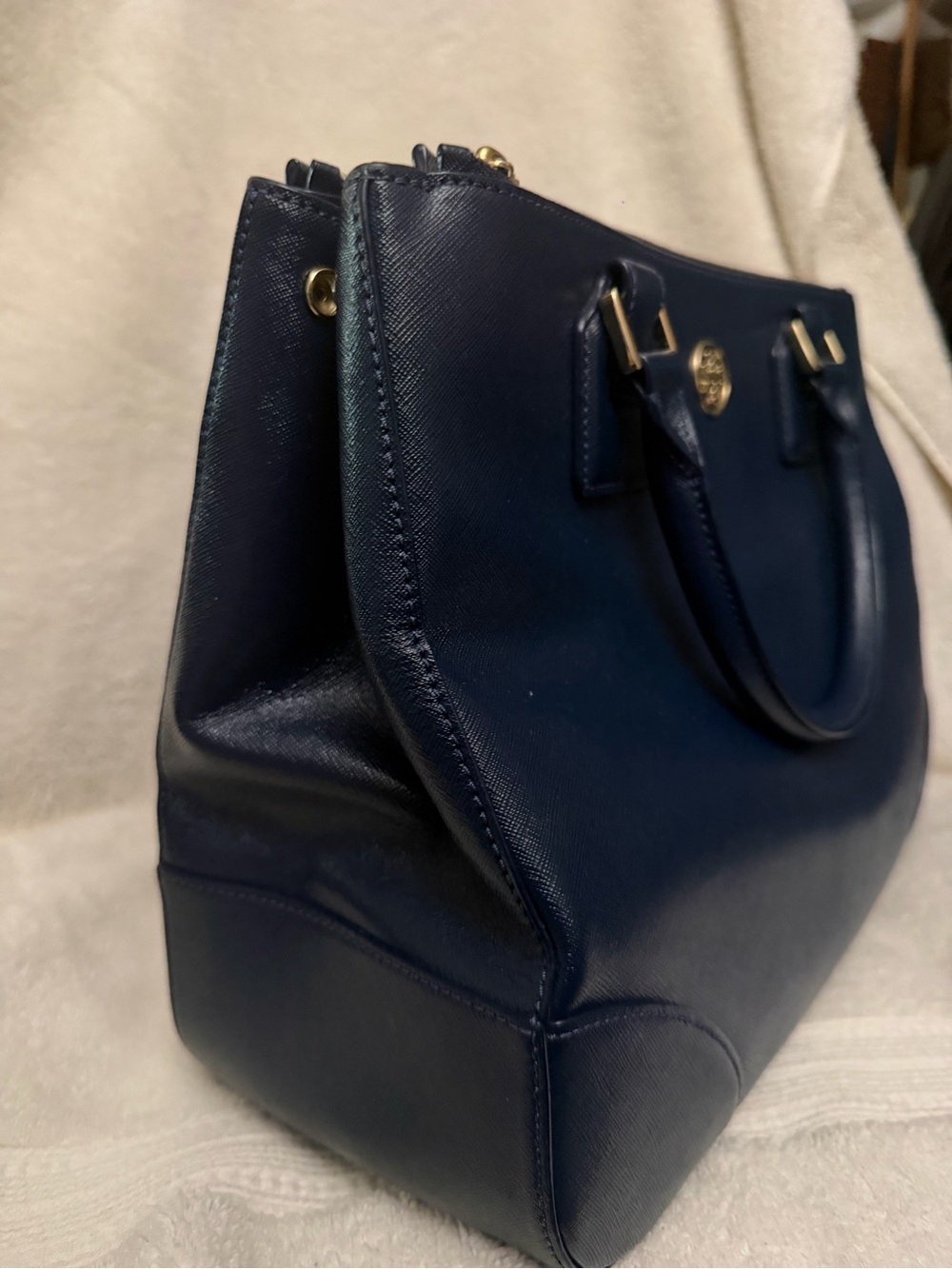 Tory Burch Navy Leather Tote/Crossbody Bag - Picture 5 of 12
